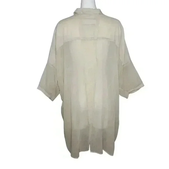 Rundholz Dip Lagenlook Tunic Dress Tan Oversized Large Pocket Button Up One Size